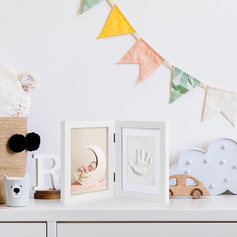 chuckle - Baby Hand and Foot Clay Print Photo Frame Keepsake Kit - Gift for Mothers Day, New Mum and Parents Newborn Baby Shower Party and Nursery Room Decoration - White - Image 5